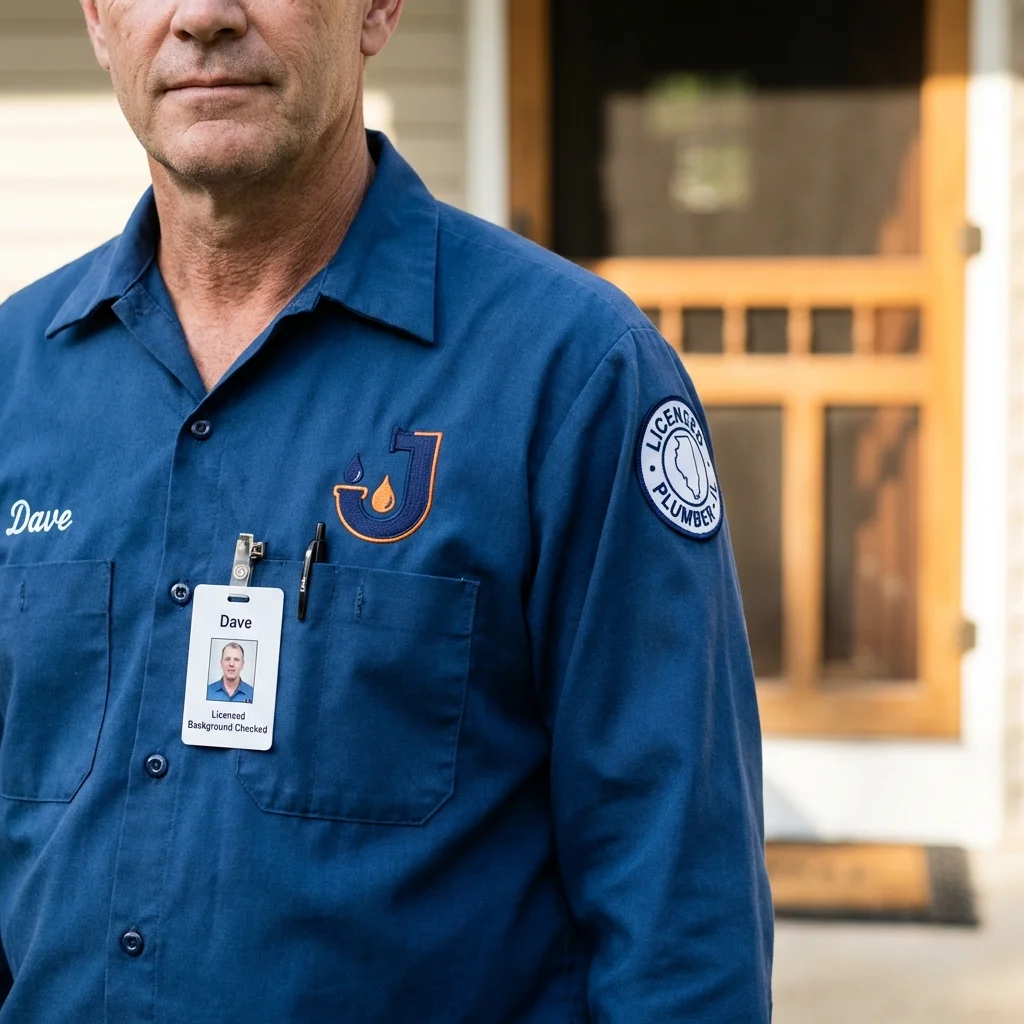 Licensed plumber showing ID badge in Saint Ansgar, IA