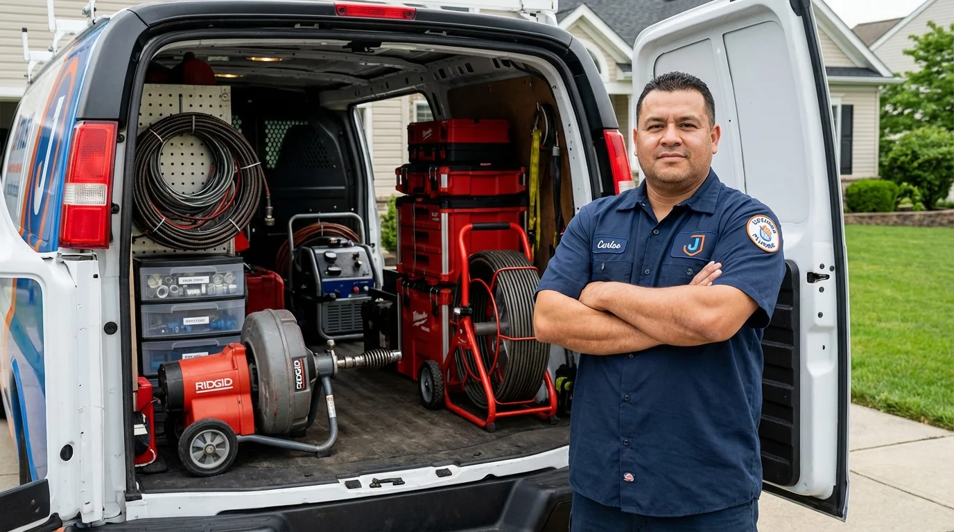 Professional drain cleaning equipment and Johns Plumbing LLC plumber in Saint Ansgar