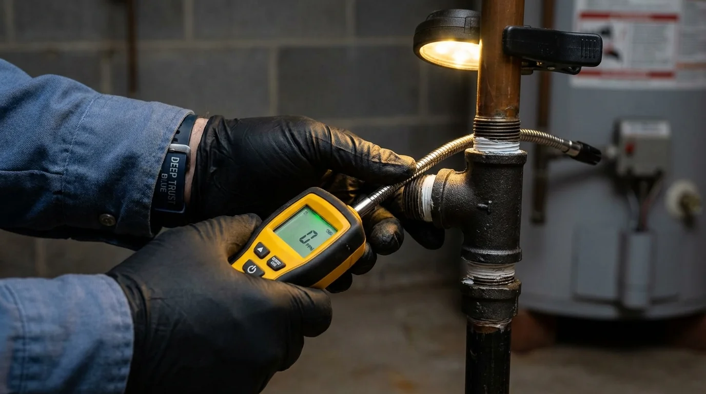 Gas leak detection with electronic sniffer by Johns Plumbing LLC in Saint Ansgar
